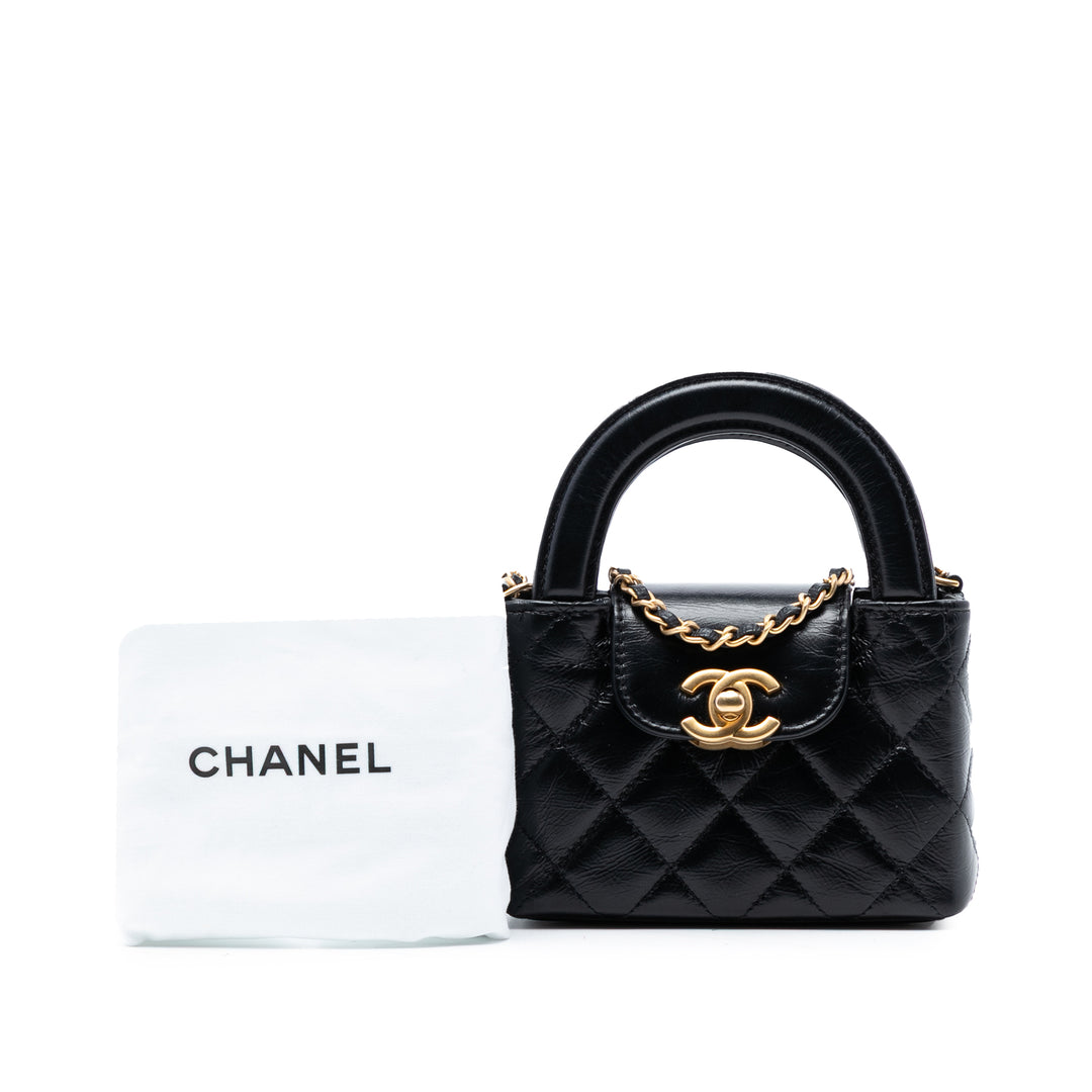 Chanel Mini Nano vieilli Cuir de veau Kelly Shopper Sac
