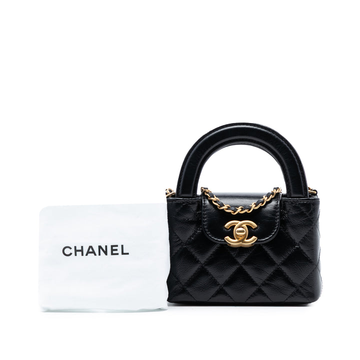 Chanel Mini Nano vieilli Cuir de veau Kelly Shopper Sac