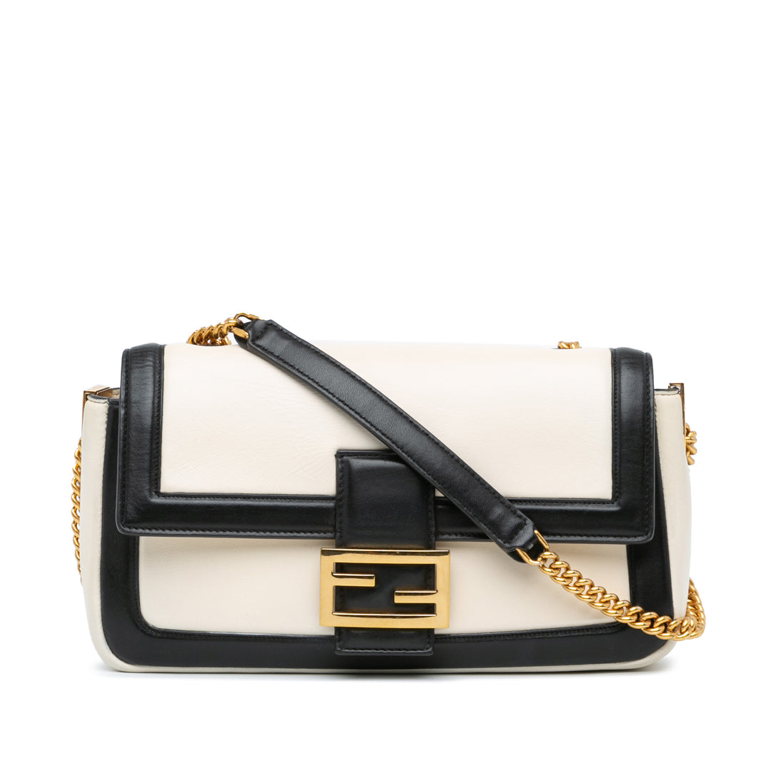 Bicolor Leather Chain Baguette White - Gaby Paris