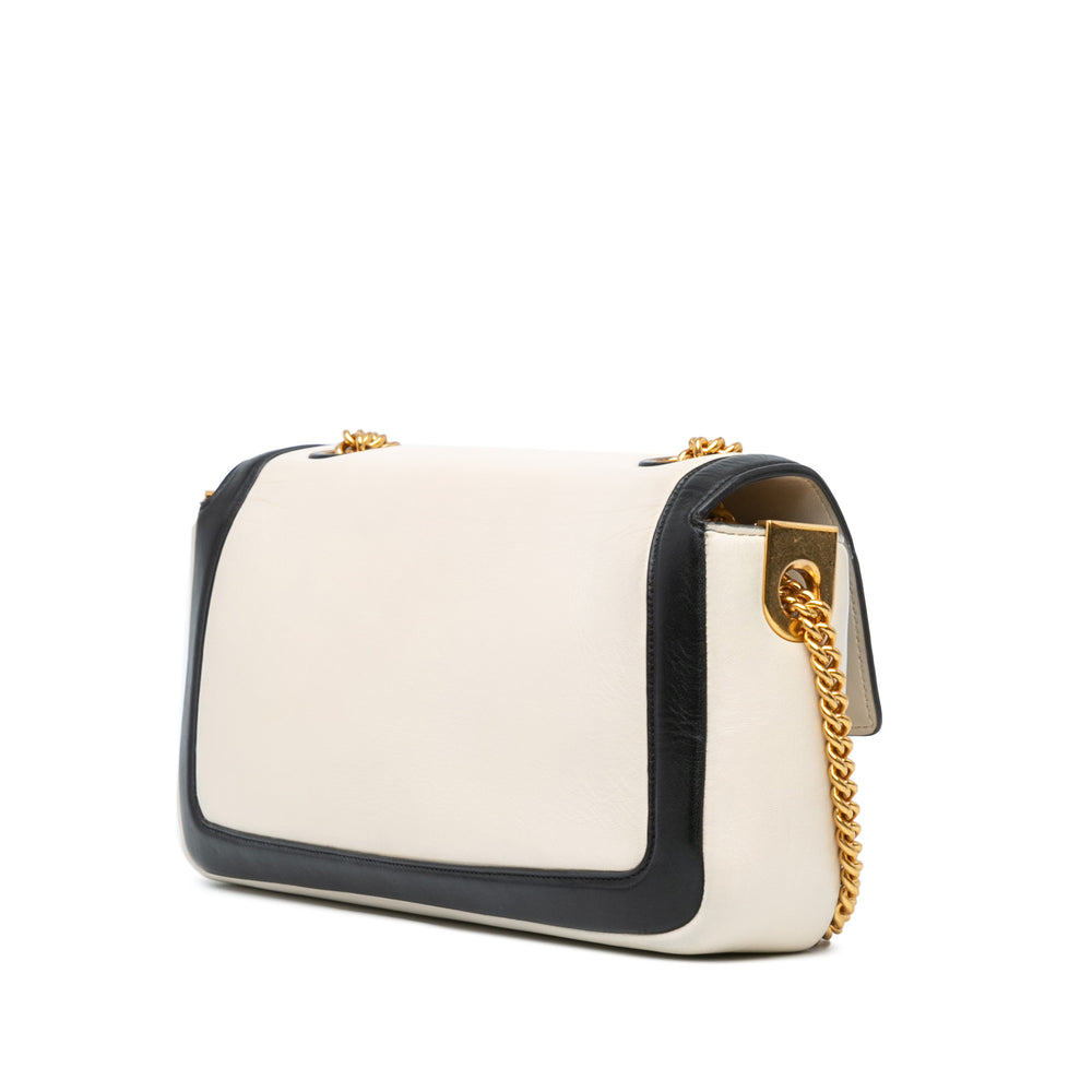 Bicolor Leather Chain Baguette White - Gaby Paris