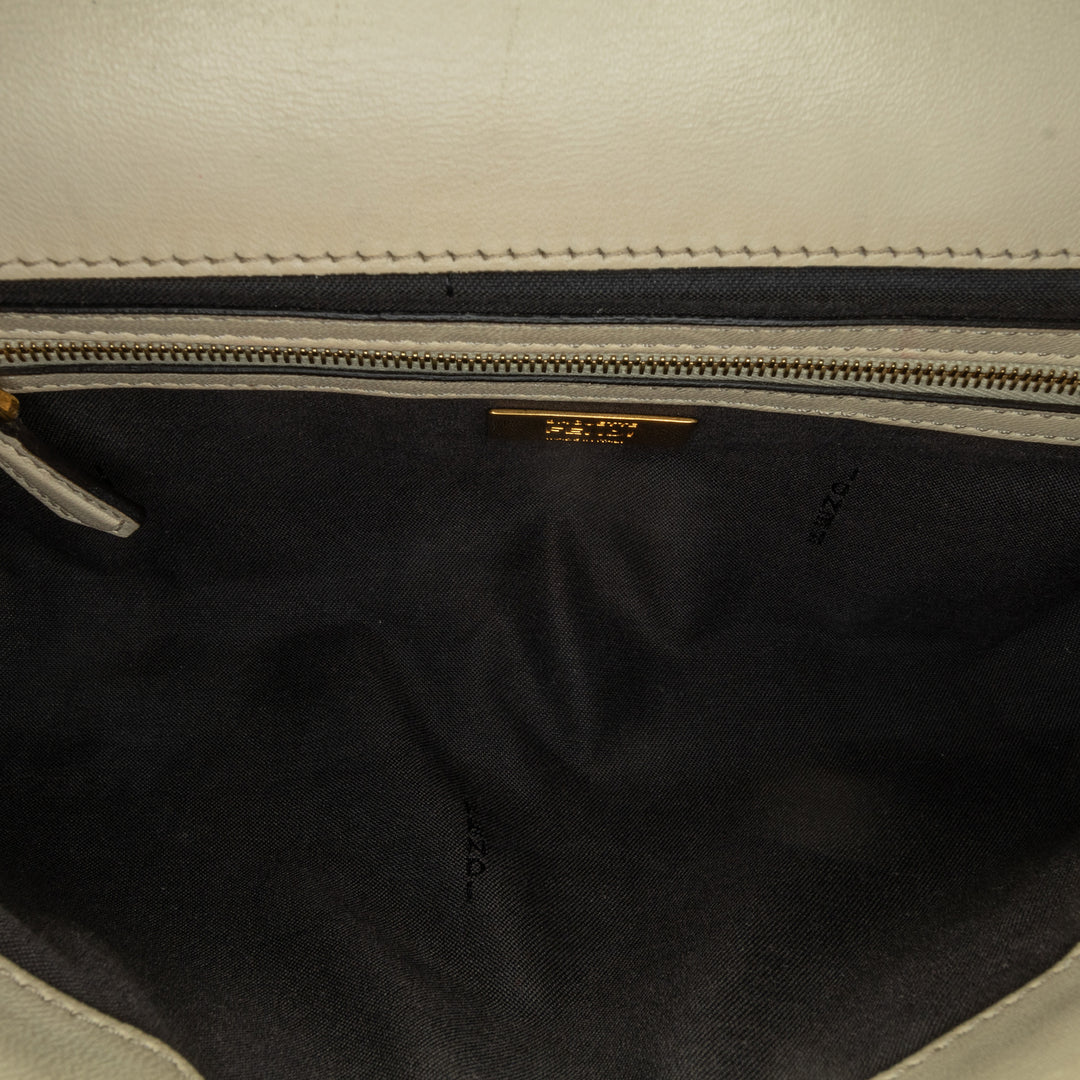 Bicolor Leather Chain Baguette White - Gaby Paris