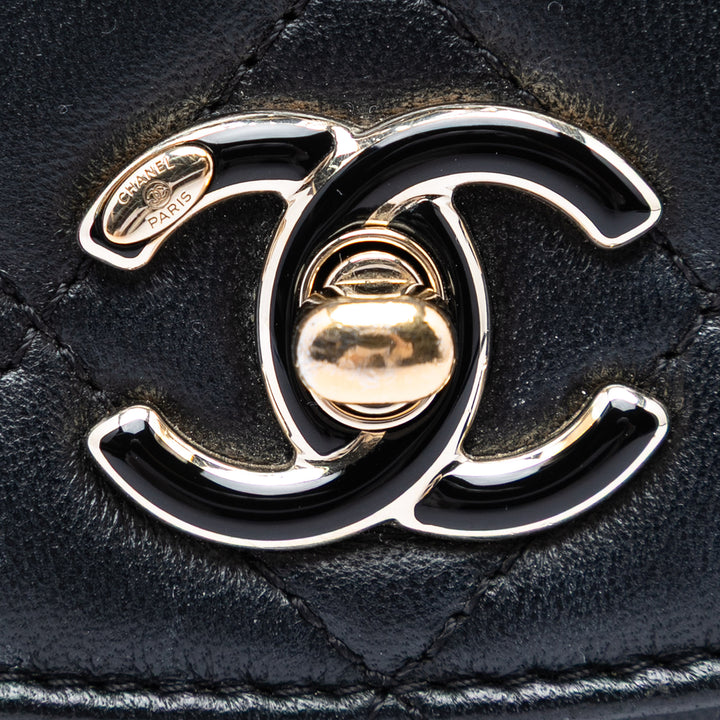 Chanel Mini Matelassé Cuir d’agneau Cocovado Ribbon Chain à rabat