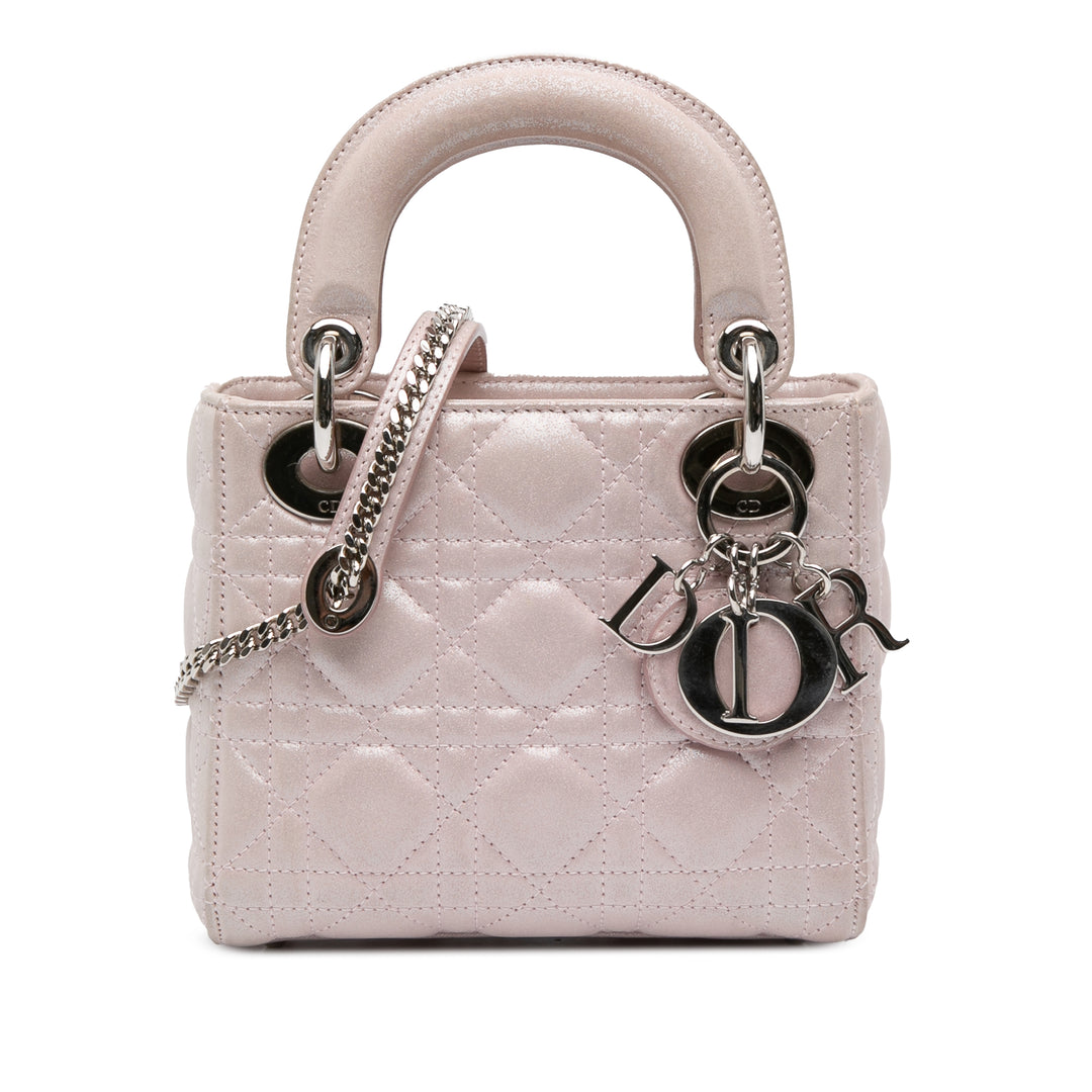 Mini Satin Cannage Lady Dior Pink - Gaby Paris