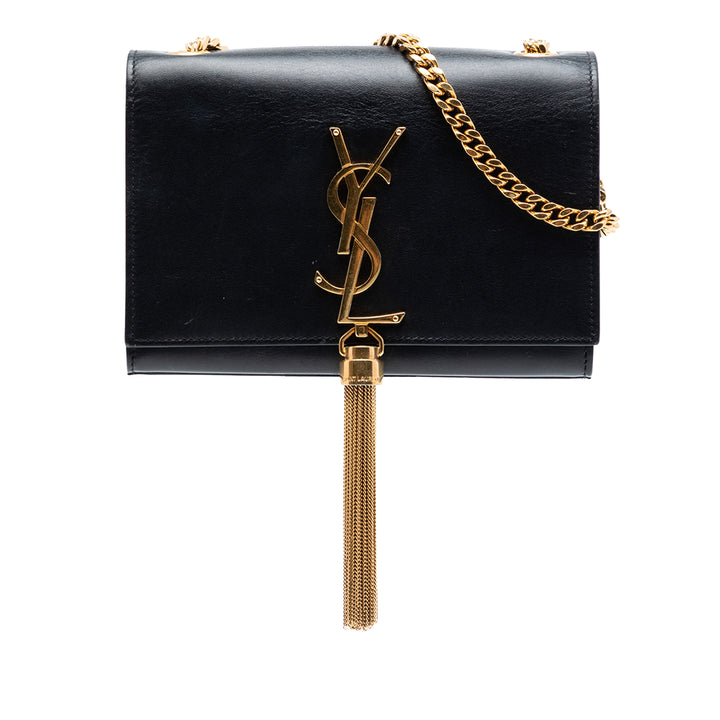 Saint Laurent Small Smooth Cuir de veau Monogram Kate Pompon Sac porté croisé