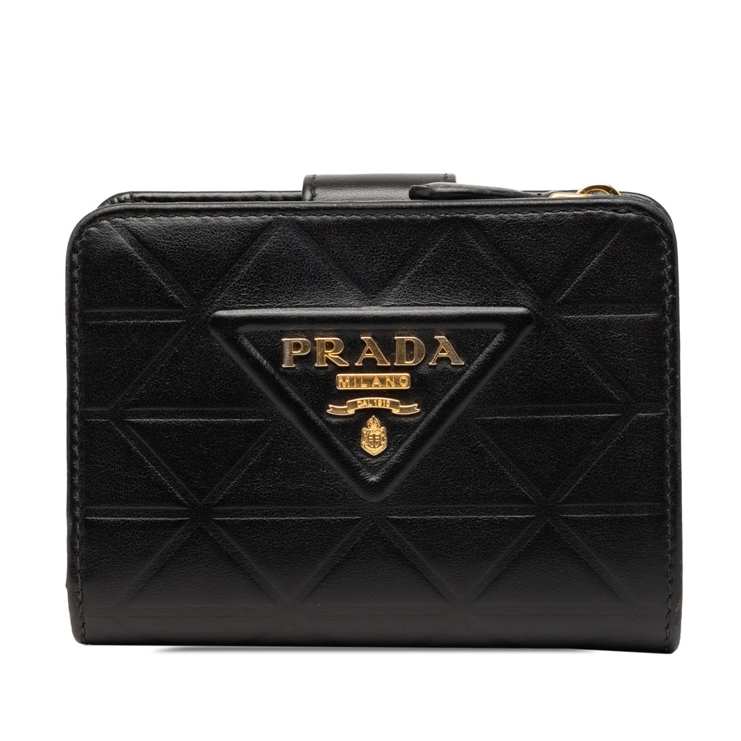 Prada Matelassé Soft Veau Triangle Bifold Portefeuille