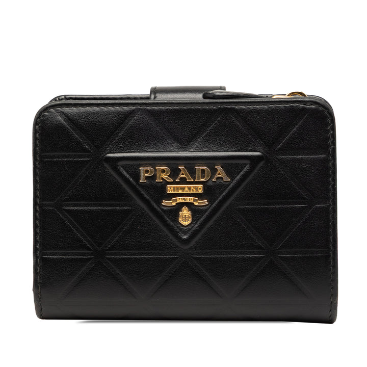 Prada Matelassé Soft Veau Triangle Bifold Portefeuille