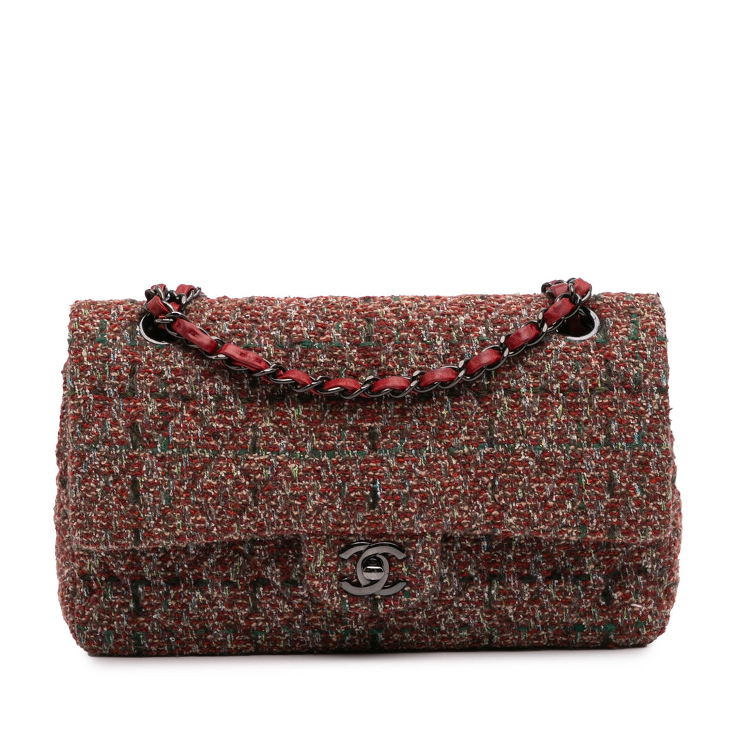 Medium Classic Tweed Double Flap Red - Gaby Paris