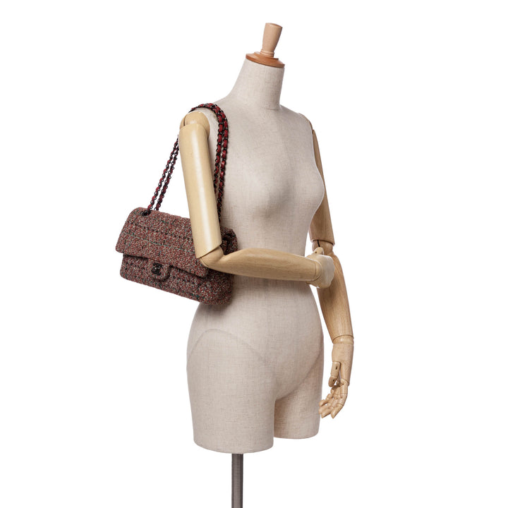 Medium Classic Tweed Double Flap Red - Gaby Paris