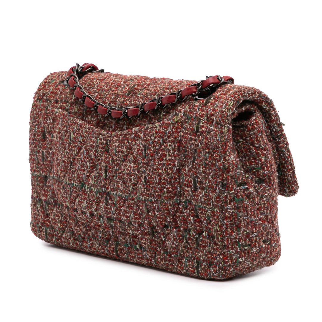 Medium Classic Tweed Double Flap Red - Gaby Paris