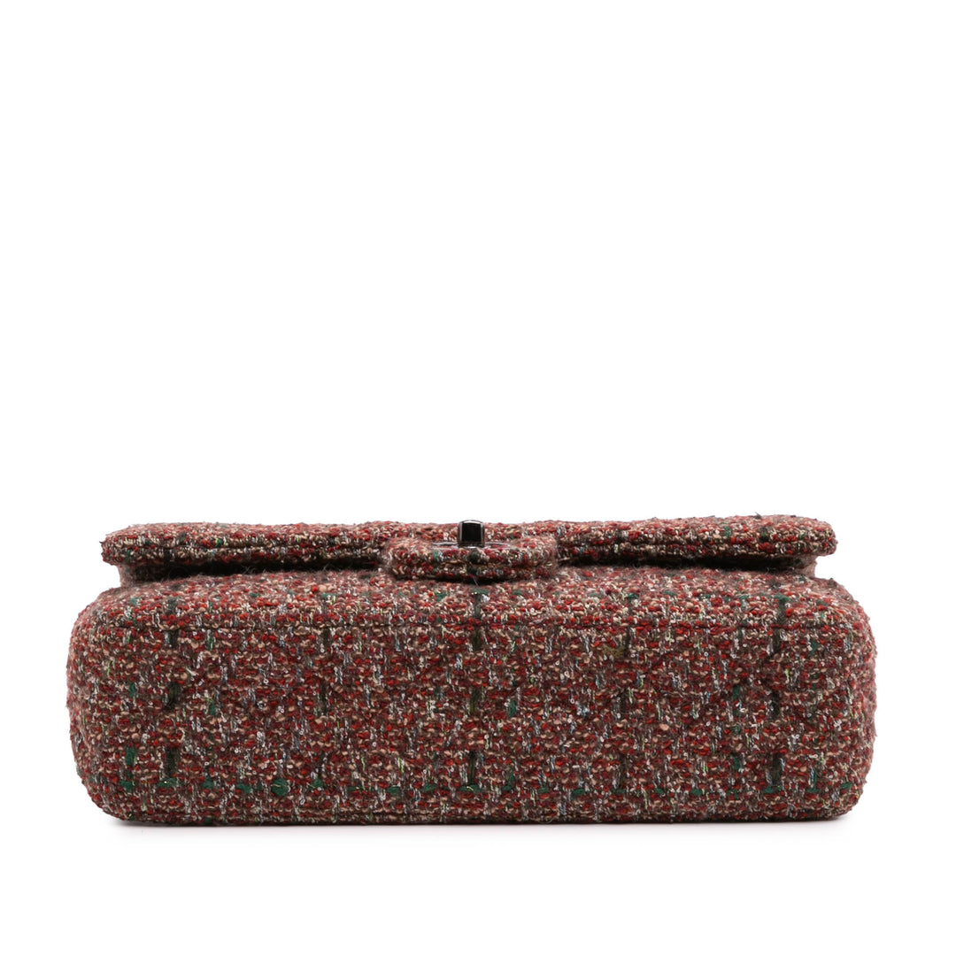Medium Classic Tweed Double Flap Red - Gaby Paris