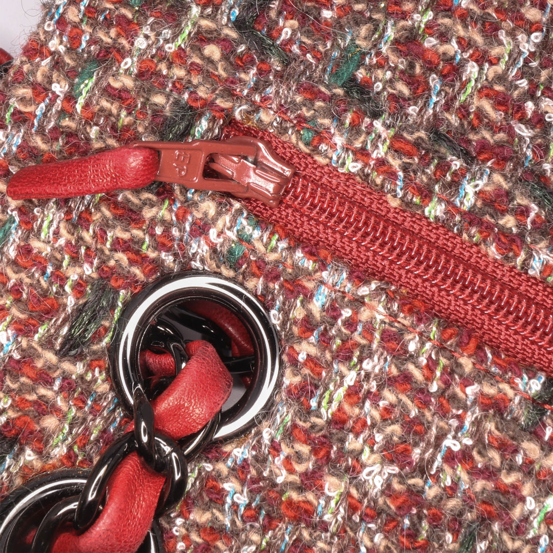 Medium Classic Tweed Double Flap Red - Gaby Paris