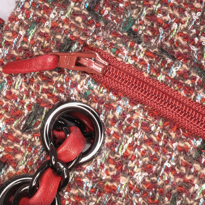 Medium Classic Tweed Double Flap Red - Gaby Paris