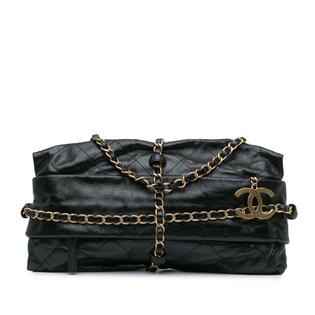 Aged Calfskin Midnight Swim Baluchon Bag Black - Gaby Paris