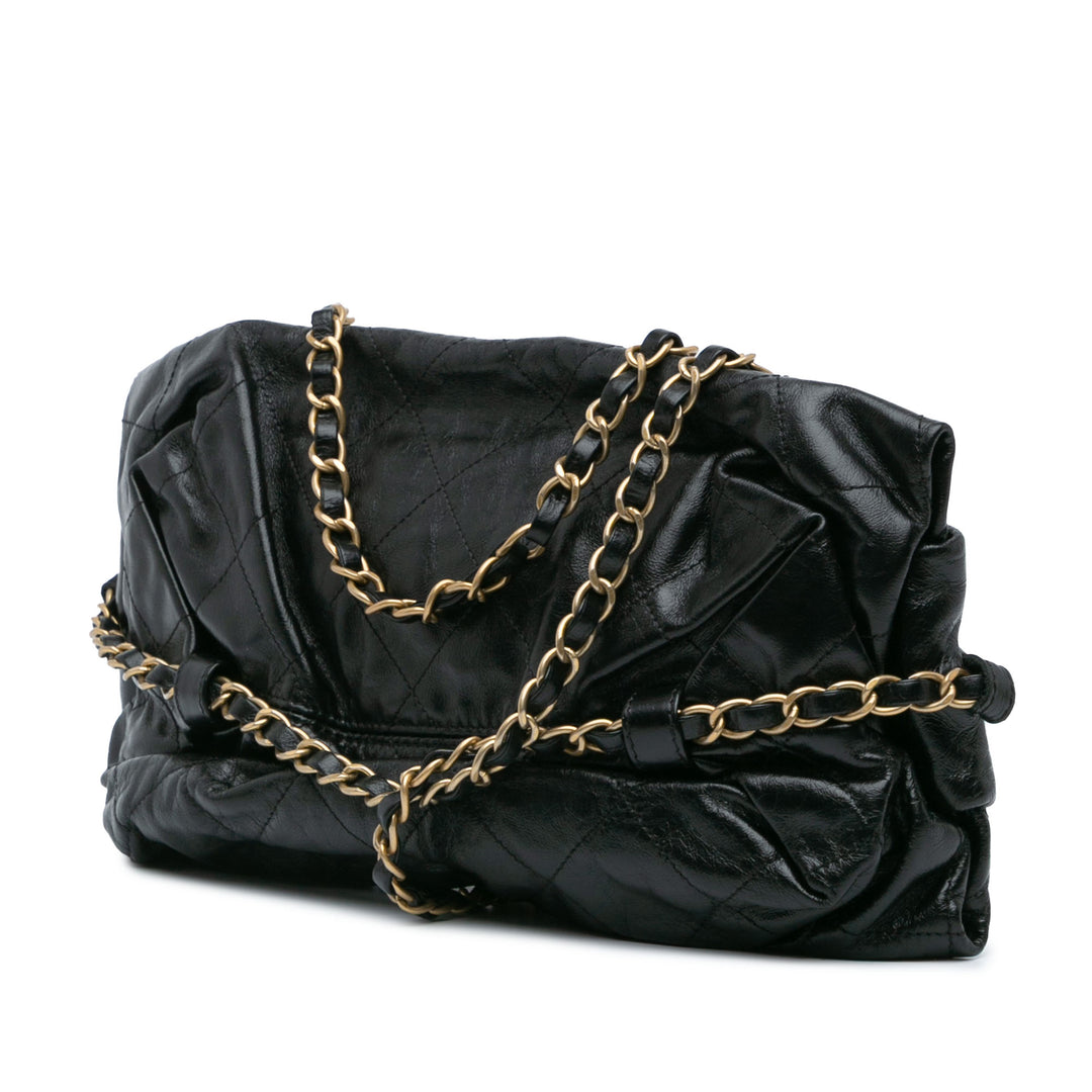 Aged Calfskin Midnight Swim Baluchon Bag Black - Gaby Paris