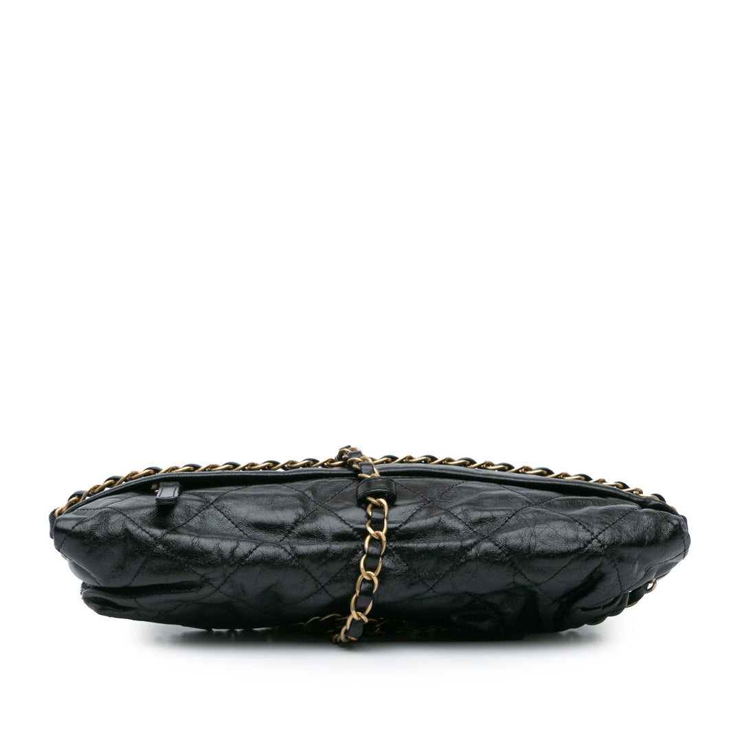 Aged Calfskin Midnight Swim Baluchon Bag Black - Gaby Paris