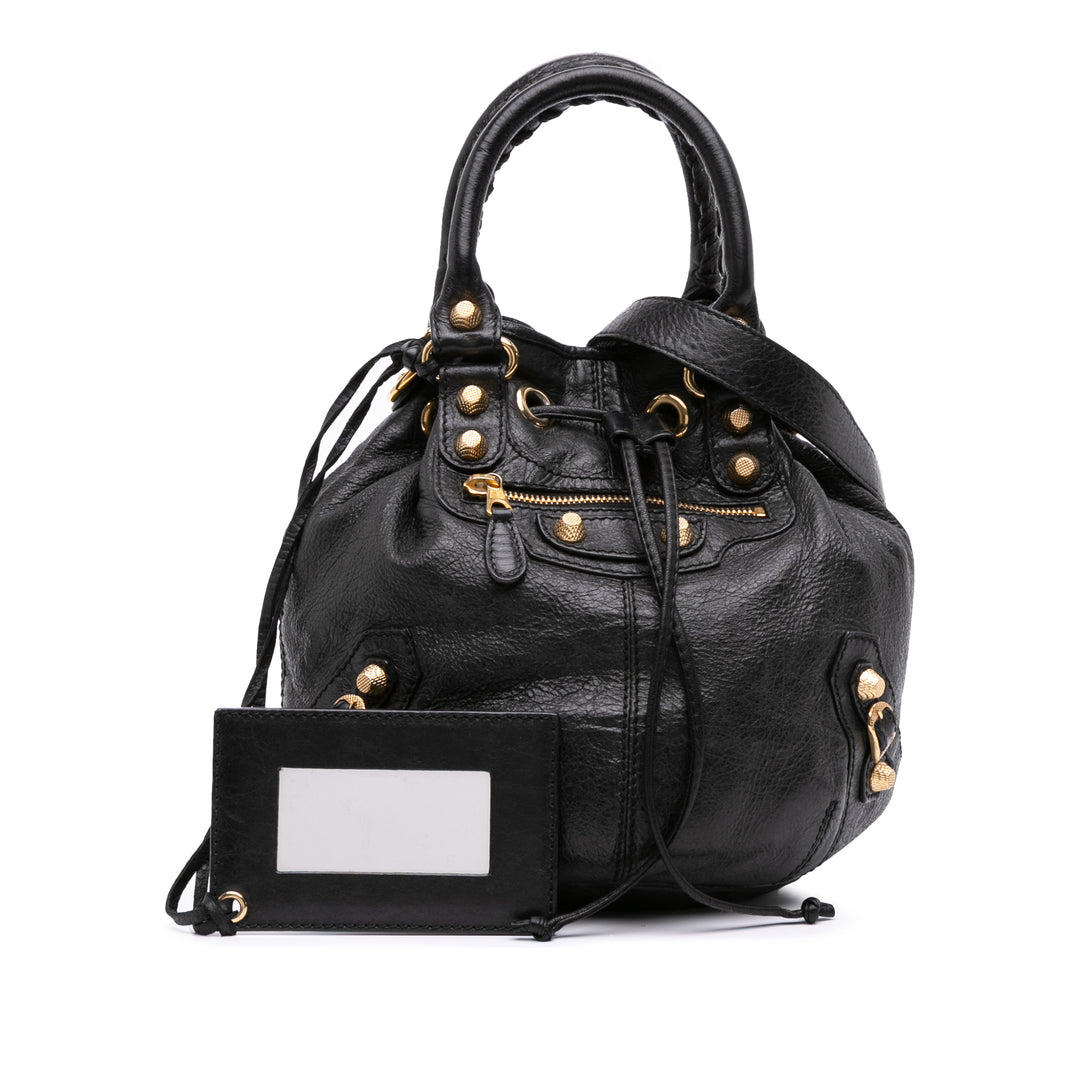 Mini Lambskin Motocross Pompon Giant 12 Bag Black - Gaby Paris