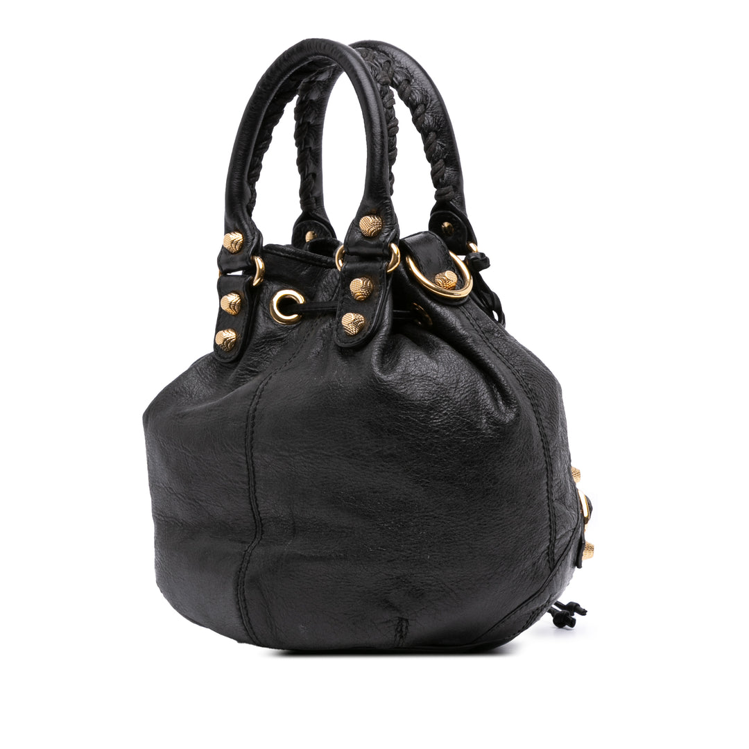 Mini Lambskin Motocross Pompon Giant 12 Bag Black - Gaby Paris
