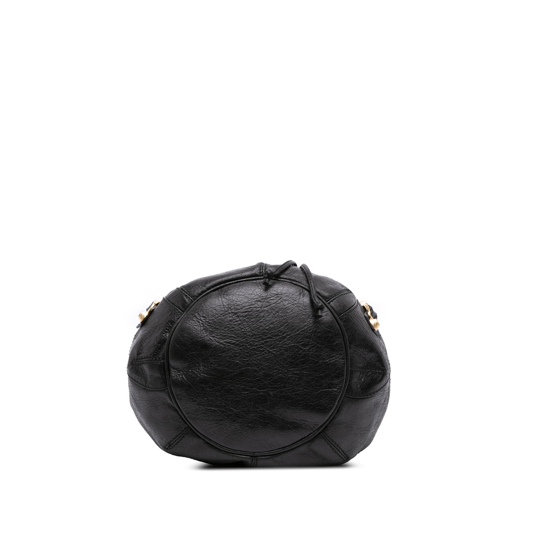 Mini Lambskin Motocross Pompon Giant 12 Bag Black - Gaby Paris