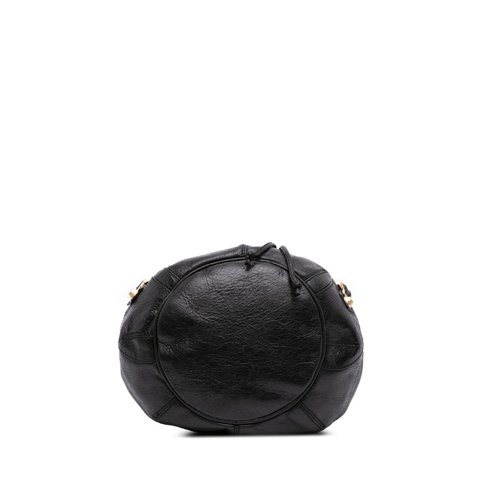 Mini Lambskin Motocross Pompon Giant 12 Bag Black - Gaby Paris
