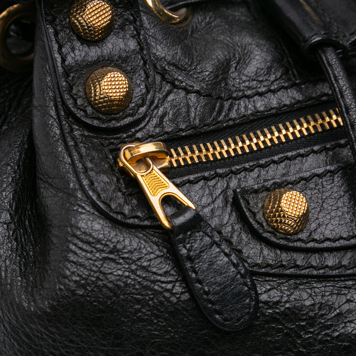 Mini Lambskin Motocross Pompon Giant 12 Bag Black - Gaby Paris