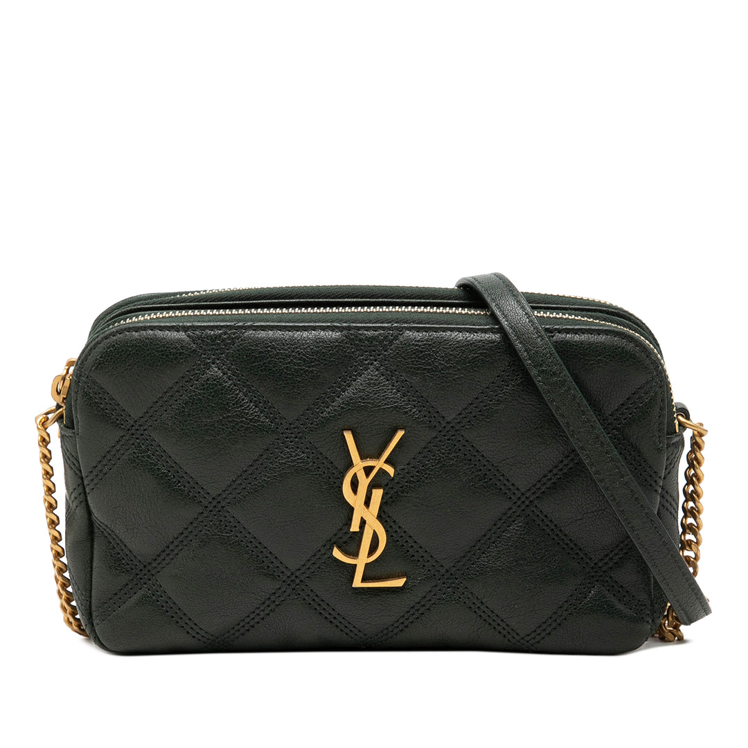 Saint Laurent Mini Matelassé Cuir d’agneau Becky Double Zip Sac porté croisé