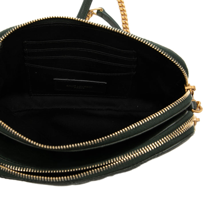 Saint Laurent Mini Matelassé Cuir d’agneau Becky Double Zip Sac porté croisé