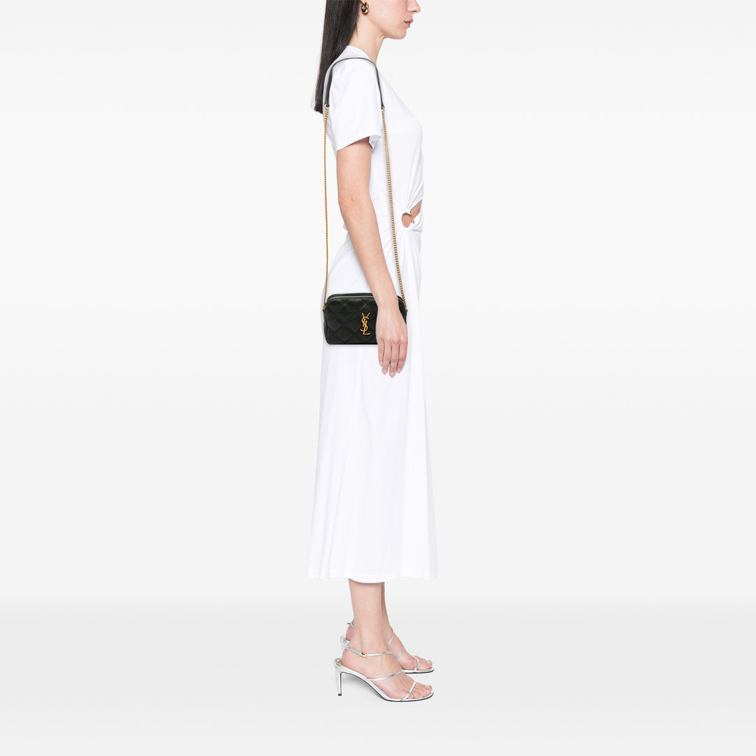 Saint Laurent Mini Matelassé Cuir d’agneau Becky Double Zip Sac porté croisé