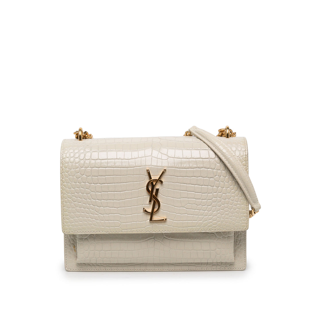 Saint Laurent Sac bandoulière Croc embossé Sunset Moyen Blanc – vue principale – GABY PARIS