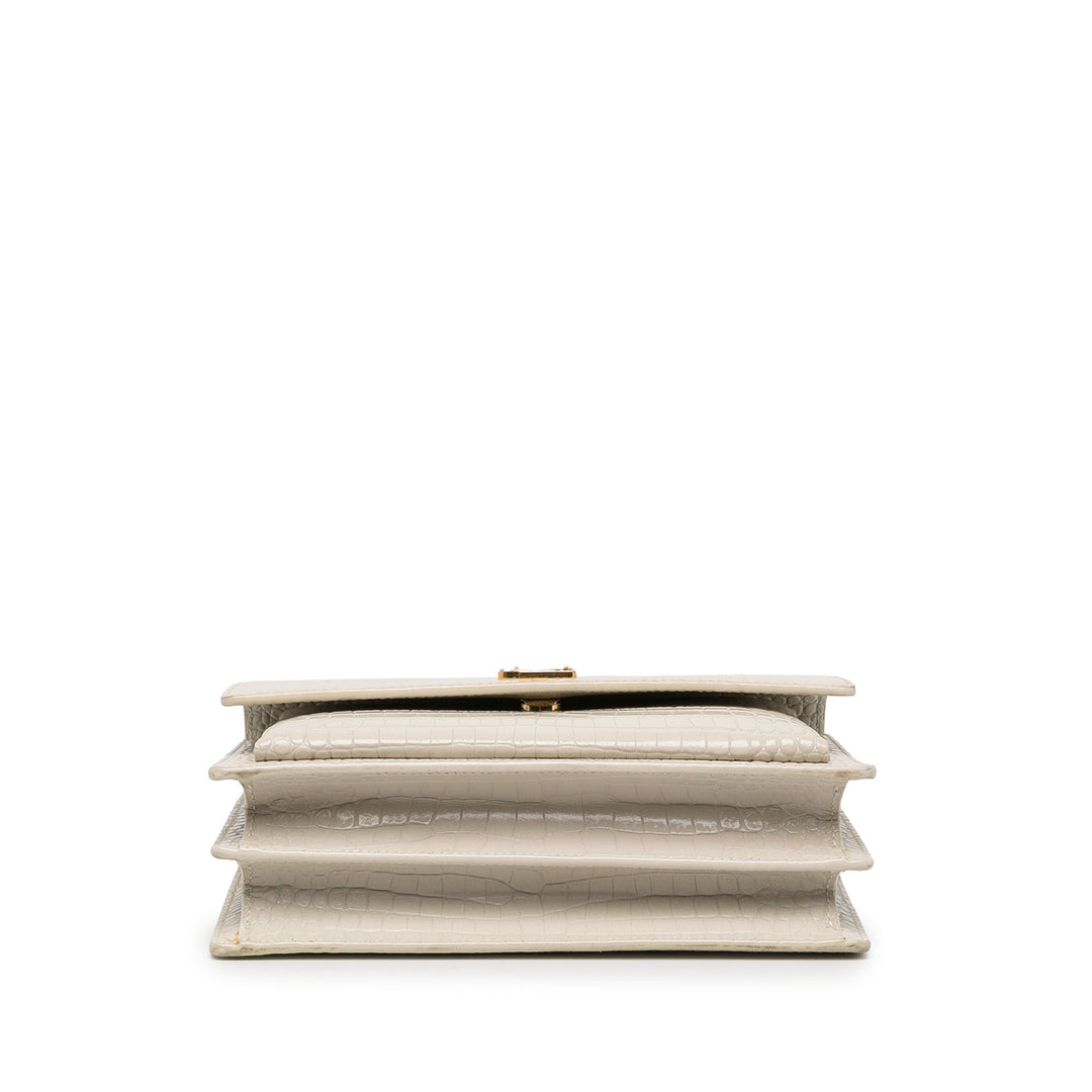 Saint Laurent Sac bandoulière Croc embossé Sunset Moyen Blanc – vue 3 – GABY PARIS