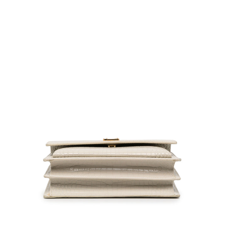 Saint Laurent Sac bandoulière Croc embossé Sunset Moyen Blanc – vue 3 – GABY PARIS