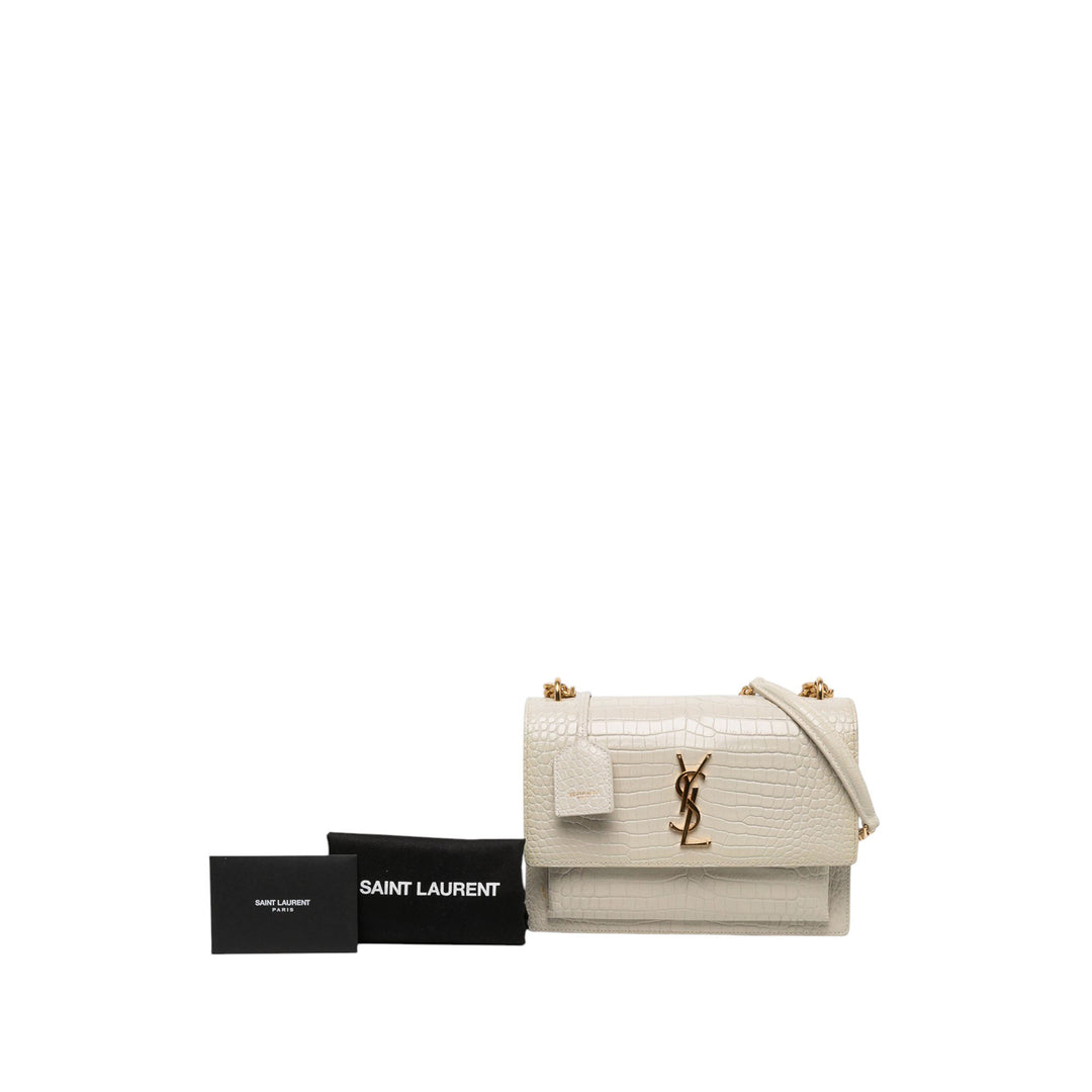 Saint Laurent Sac bandoulière Croc embossé Sunset Moyen Blanc – vue 6 – GABY PARIS