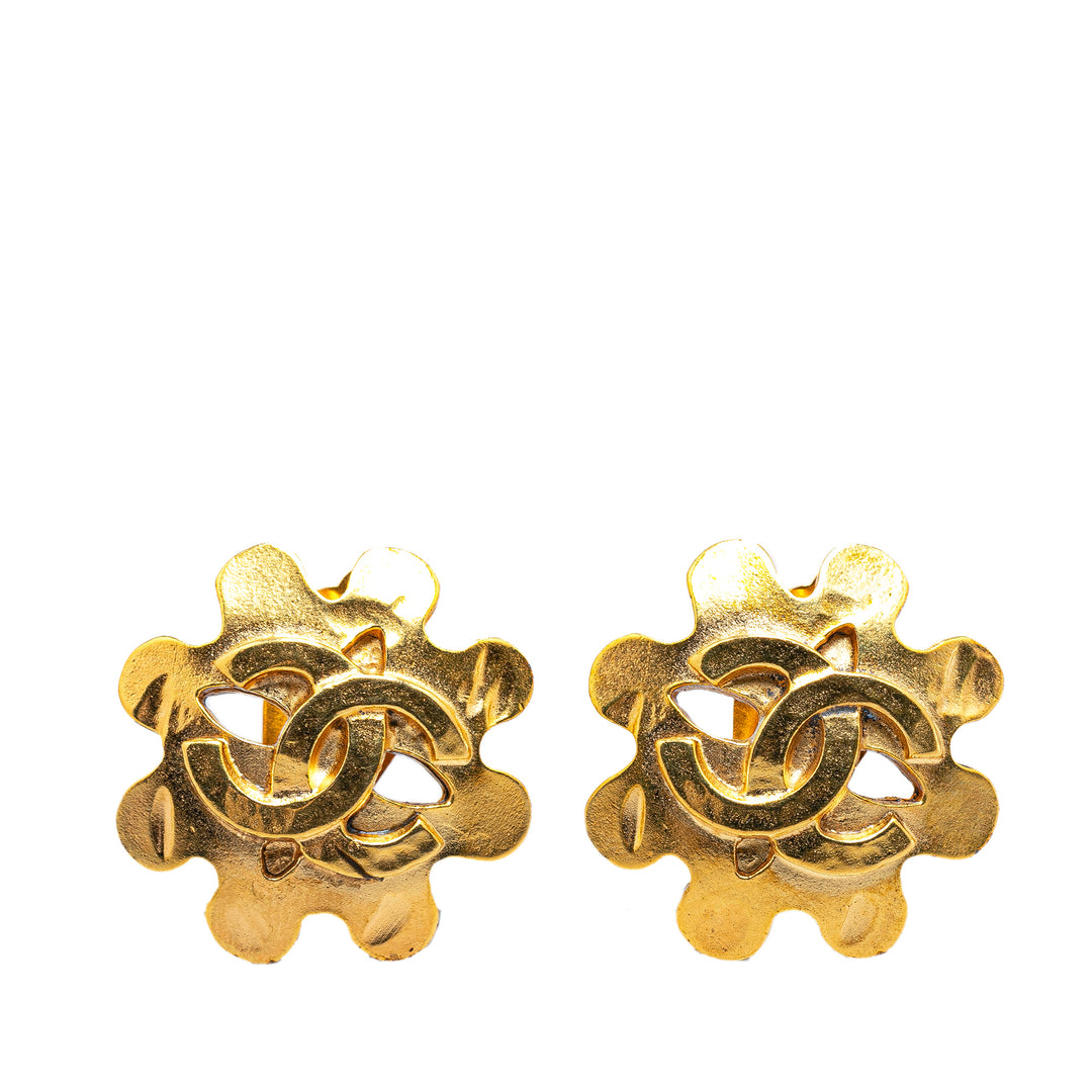 Gold Plated CC Clip On Earrings Gold - Gaby Paris