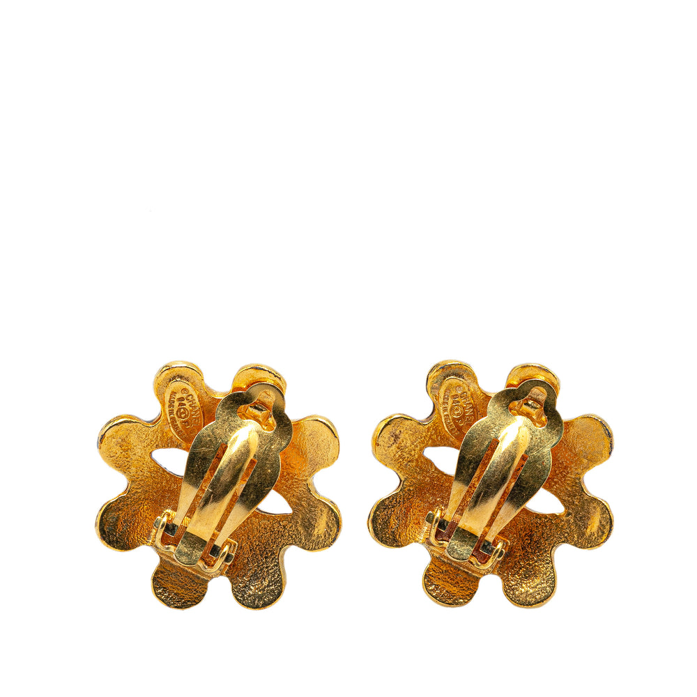 Gold Plated CC Clip On Earrings Gold - Gaby Paris