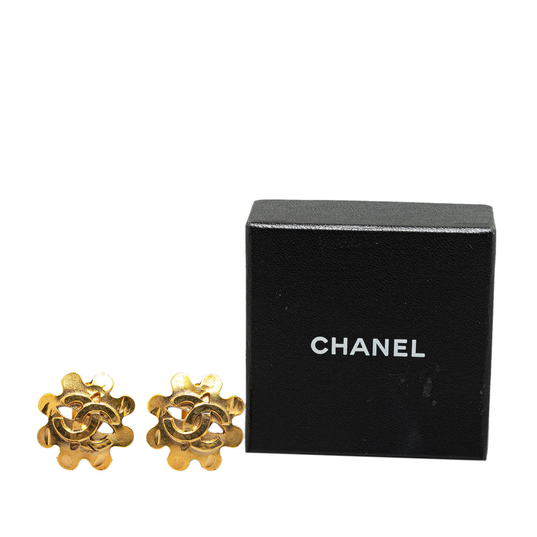 Chanel Gold Plated CC Clip On Earrings Gold - GABY PARIS