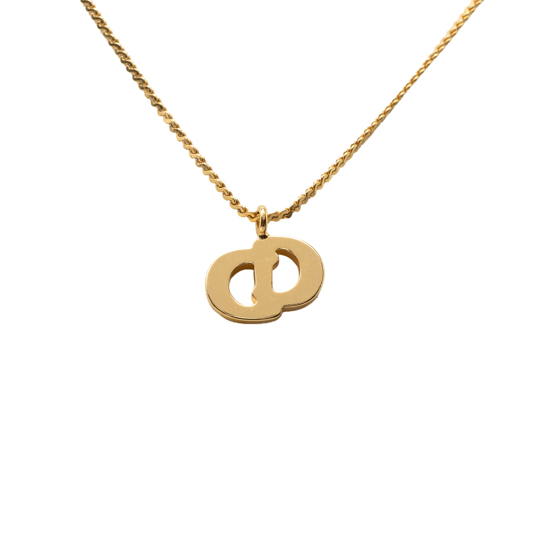 Dior plaqué Strass CD Logo Pendant Collier