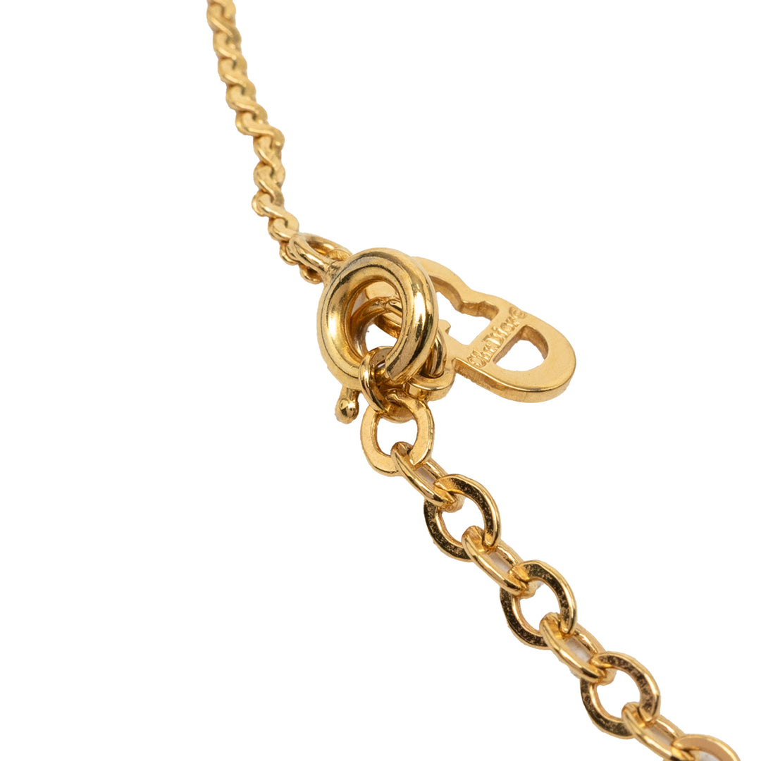 Dior plaqué Strass CD Logo Pendant Collier