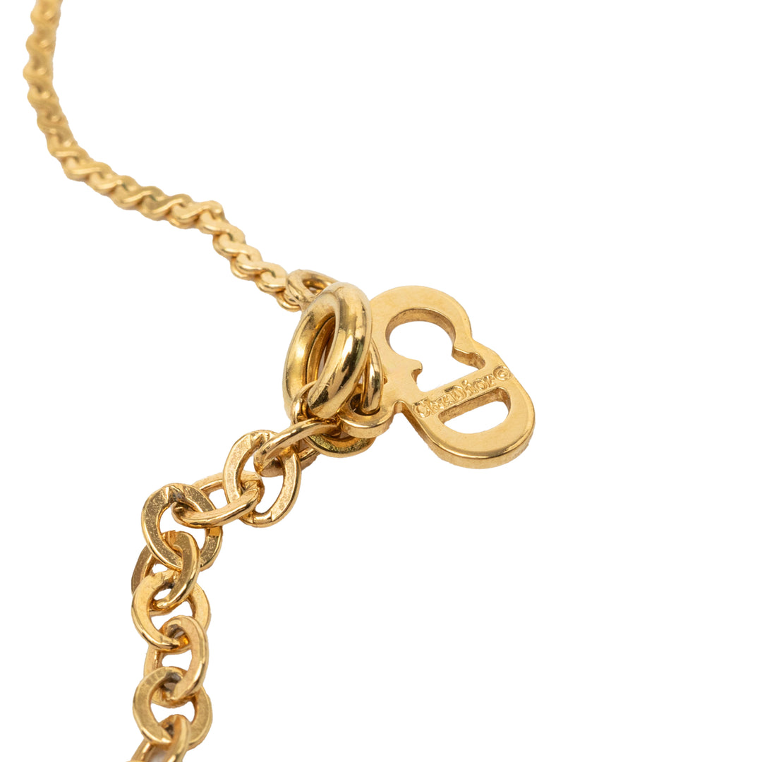 Dior plaqué Strass CD Logo Pendant Collier