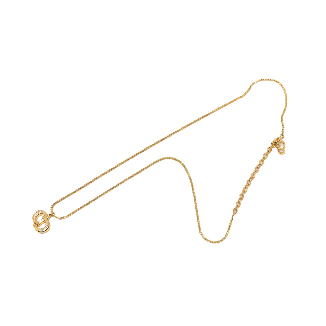 Dior plaqué Strass CD Logo Pendant Collier