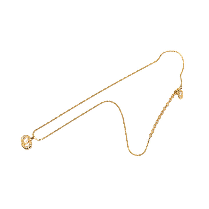 Dior plaqué Strass CD Logo Pendant Collier