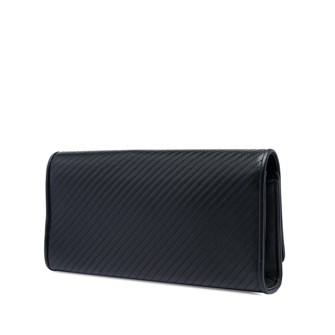 Saint Laurent Matelasse Diagonal Cassandre Pochette Cuir de veau Noir – vue 2 – GABY PARIS