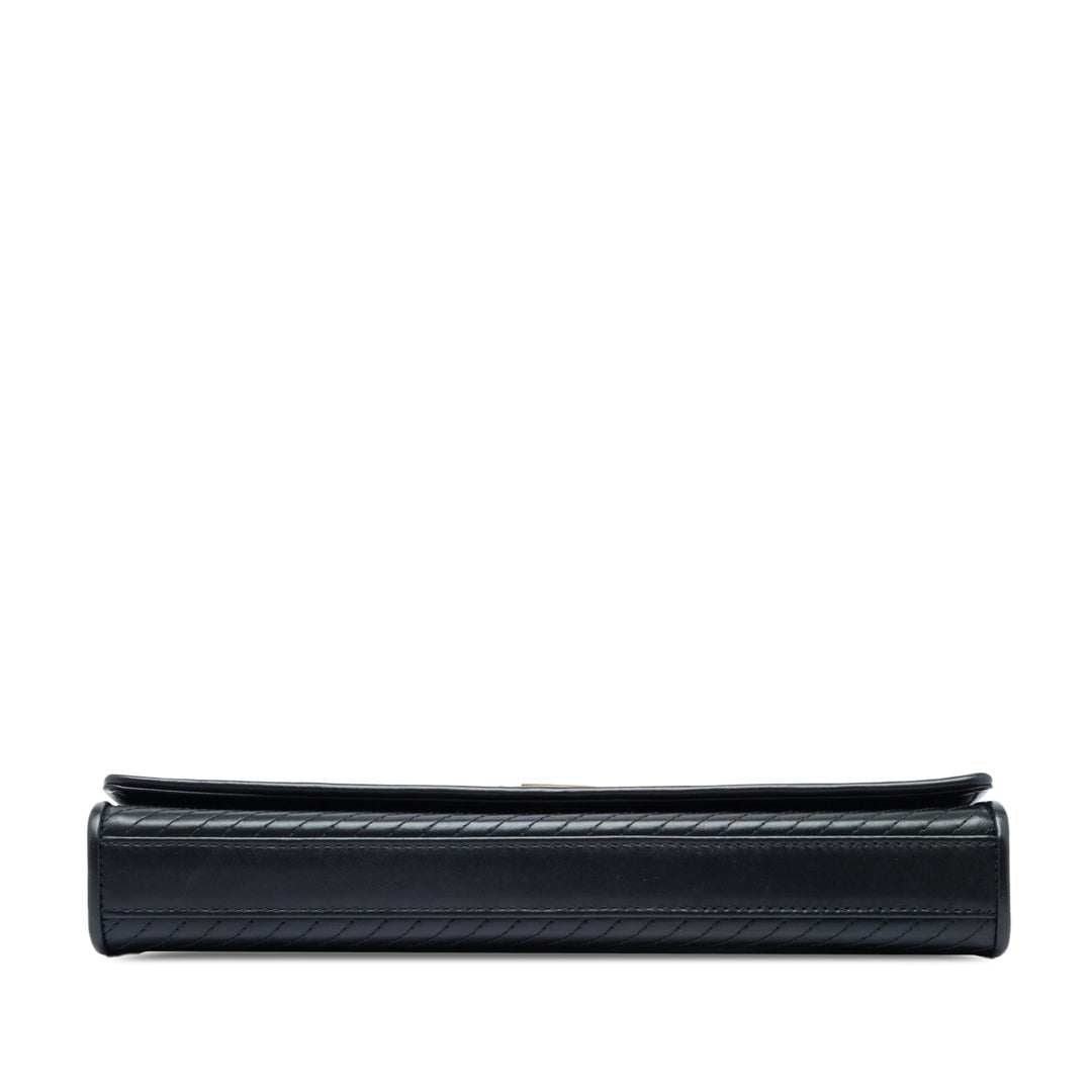 Saint Laurent Matelasse Diagonal Cassandre Pochette Cuir de veau Noir – vue 3 – GABY PARIS