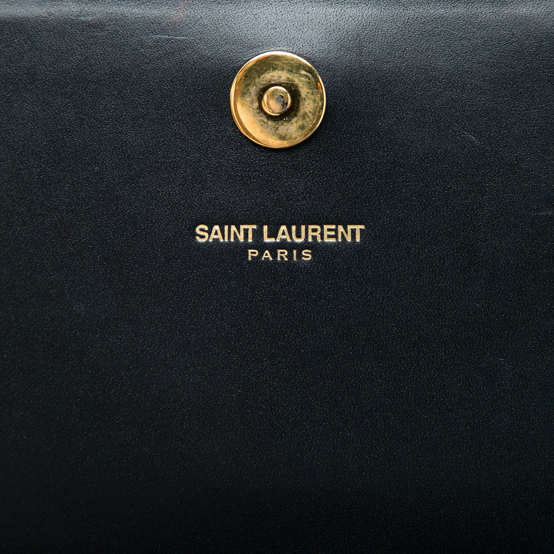 Saint Laurent Matelasse Diagonal Cassandre Pochette Cuir de veau Noir – vue 5 – GABY PARIS