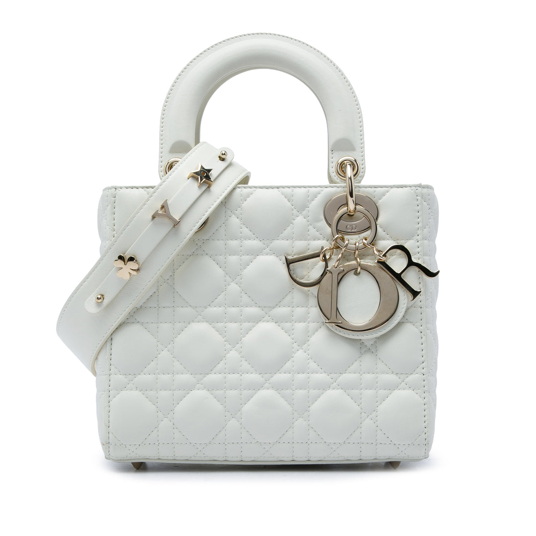 Dior Sac à main Lady Dior Cannage My ABCDior Petit Cuir d'agneau Blanc – vue principale – GABY PARIS