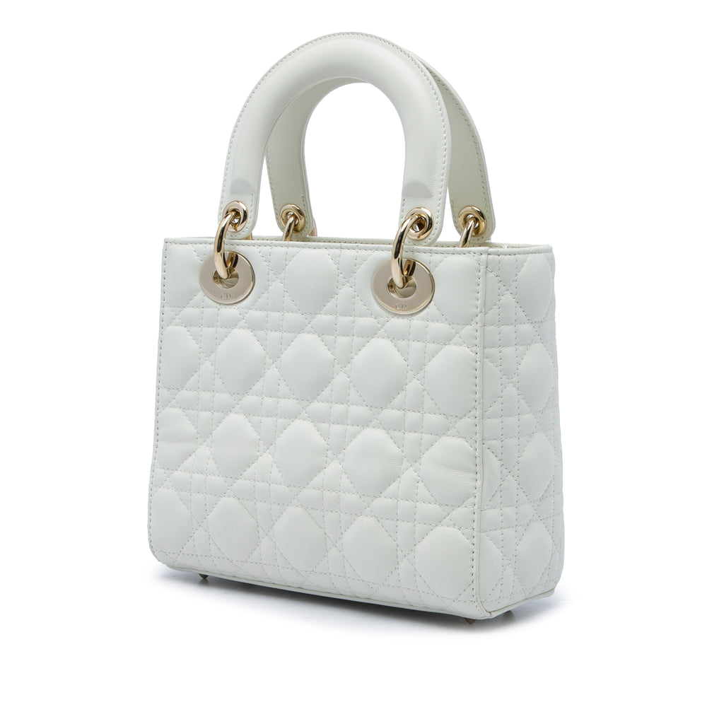 Dior Sac à main Lady Dior Cannage My ABCDior Petit Cuir d'agneau Blanc – vue 2 – GABY PARIS