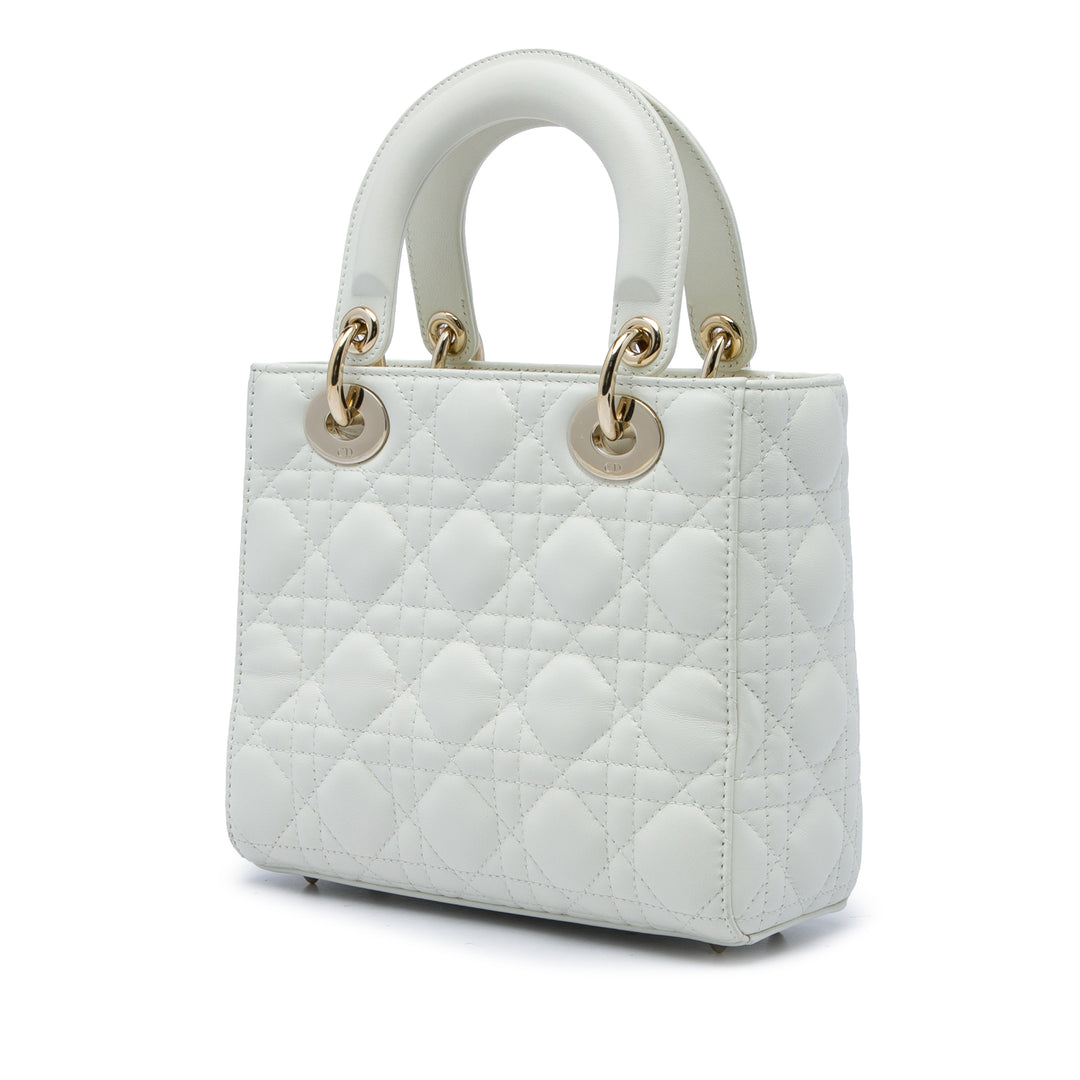 Dior Sac à main Lady Dior Cannage My ABCDior Petit Cuir d'agneau Blanc – vue 2 – GABY PARIS