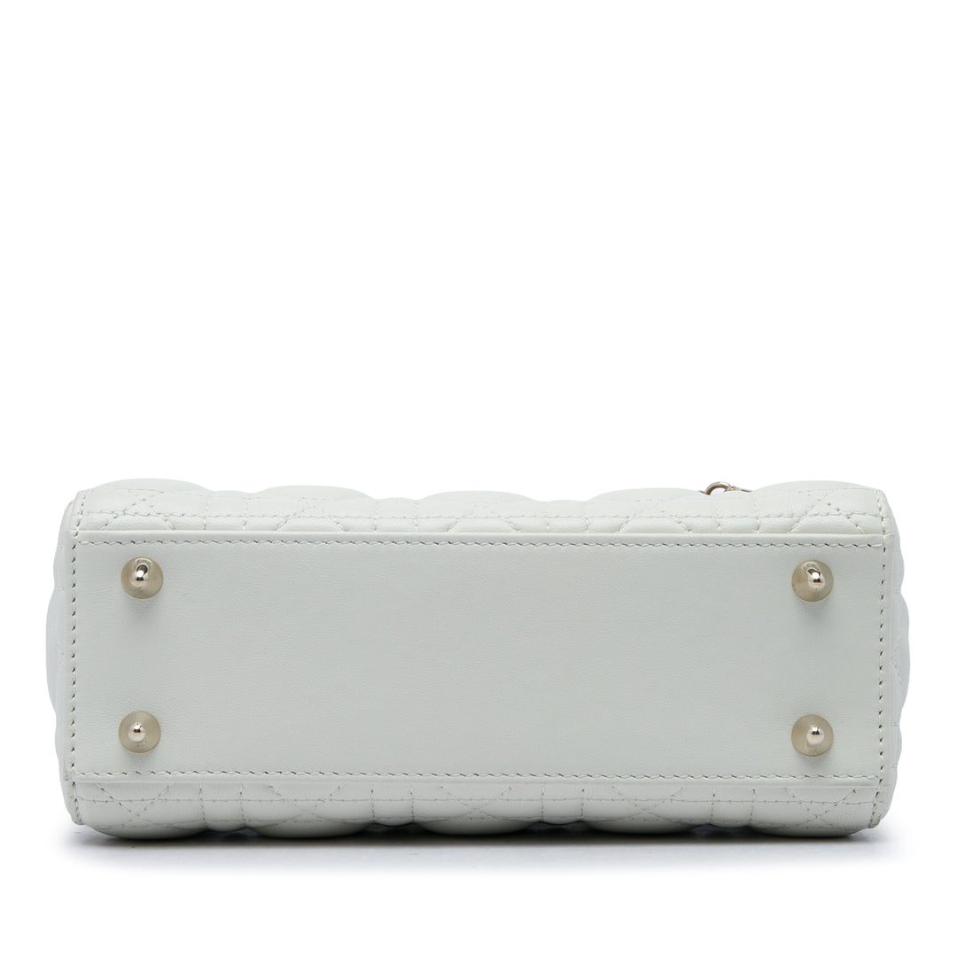 Dior Sac à main Lady Dior Cannage My ABCDior Petit Cuir d'agneau Blanc – vue 3 – GABY PARIS