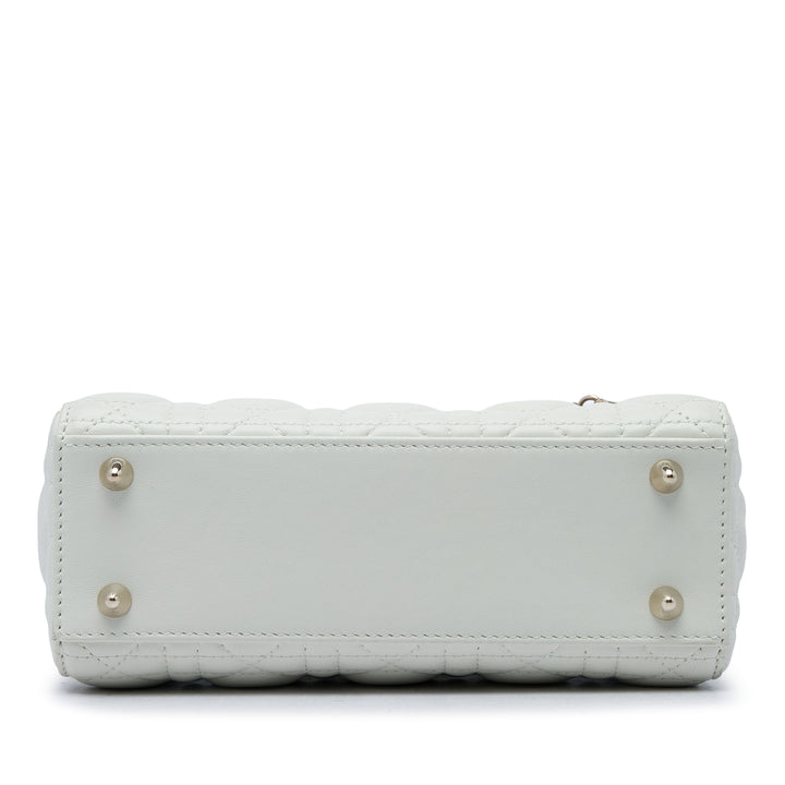 Dior Sac à main Lady Dior Cannage My ABCDior Petit Cuir d'agneau Blanc – vue 3 – GABY PARIS