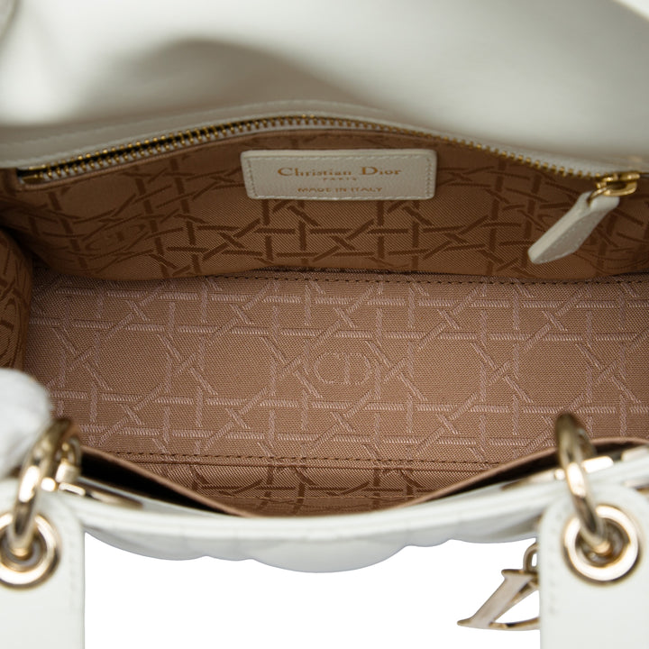 Dior Sac à main Lady Dior Cannage My ABCDior Petit Cuir d'agneau Blanc – vue 4 – GABY PARIS