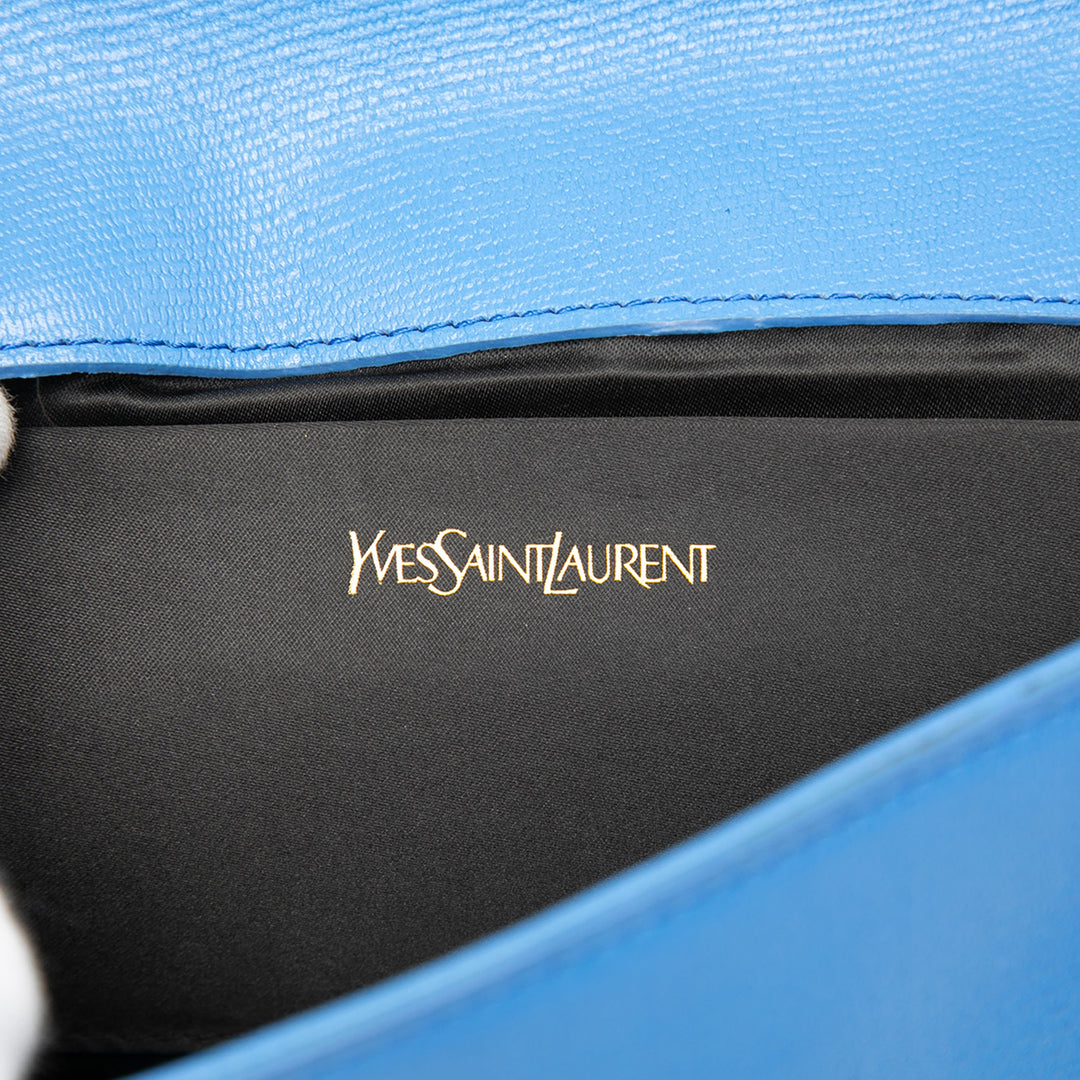 Saint Laurent Texturé Chyc Ligne Pochette Bleu – vue 5 – GABY PARIS