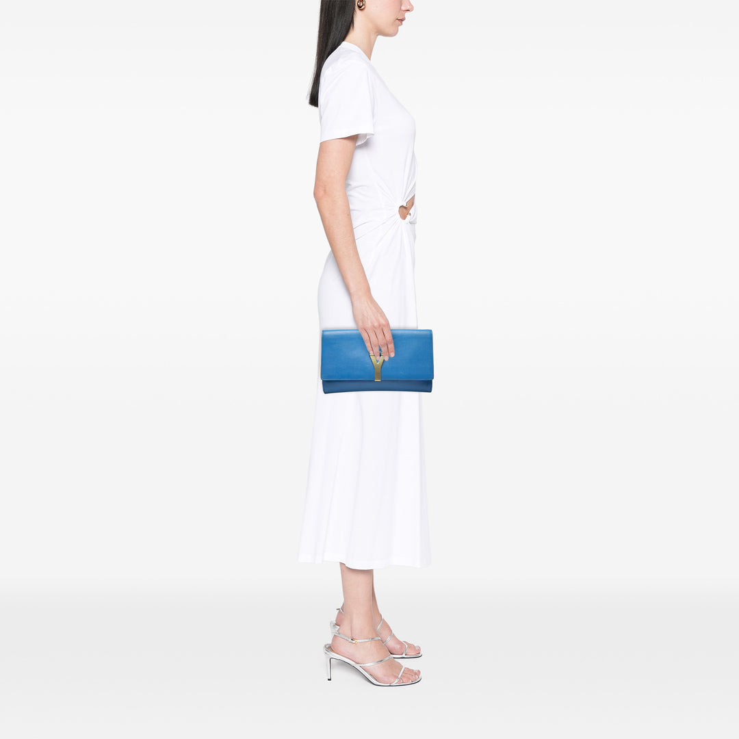 Saint Laurent Texturé Chyc Ligne Pochette Bleu – vue 6 – GABY PARIS
